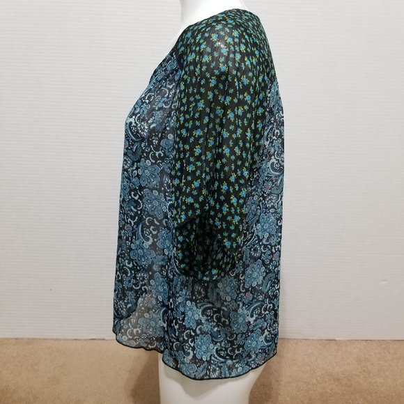 Mason & Mackenzie top XS geometric floral paisley mandala semi sheer boho hippie - Picture 2 of 11